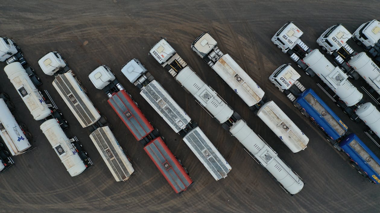 Free Aerial Shot of Parked Trucks Stock Photo