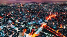 Modern megapolis with illumination at night