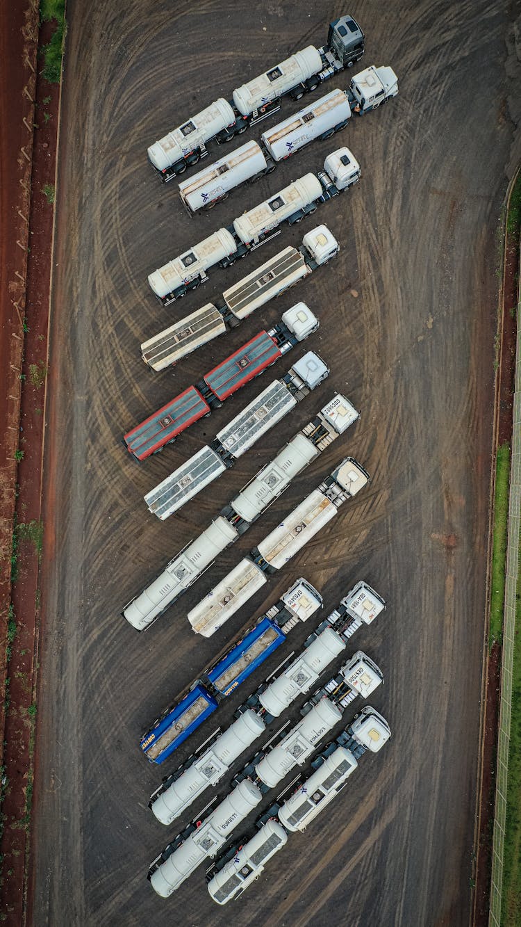 Aerial Shot Of Trucks