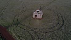 Old church located in agricultural field