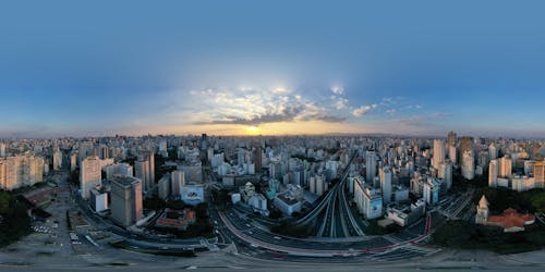 Free Panorama of modern city with skyscrapers Stock Photo