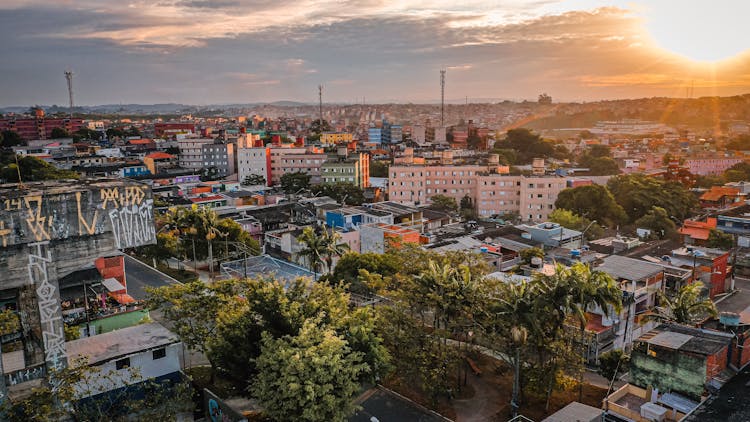 Cityscape Of Dormitory Area During Sunset