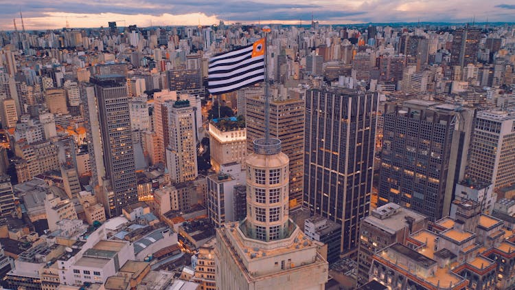 Government Building In Sao Paolo With Flag On Top