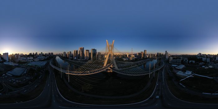 Ponte Estaiada bridge over river in modern city