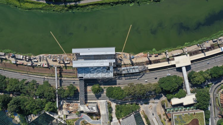 Green River Channel Placed In City In Daytime