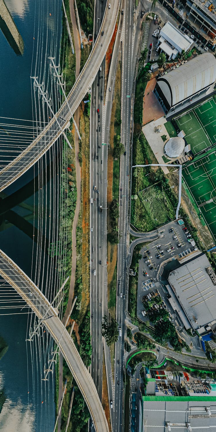 Roads Among Modern Structure In City