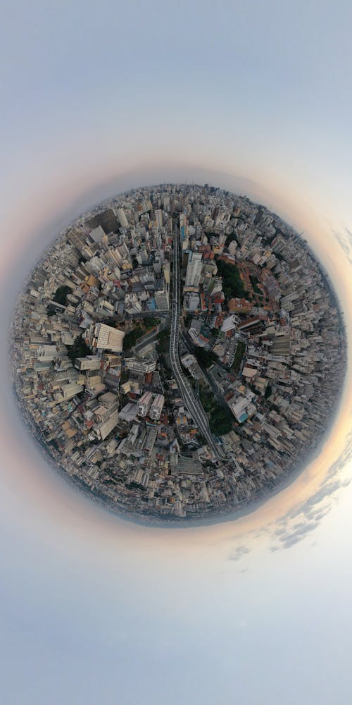 Free Circle panorama of contemporary city Stock Photo