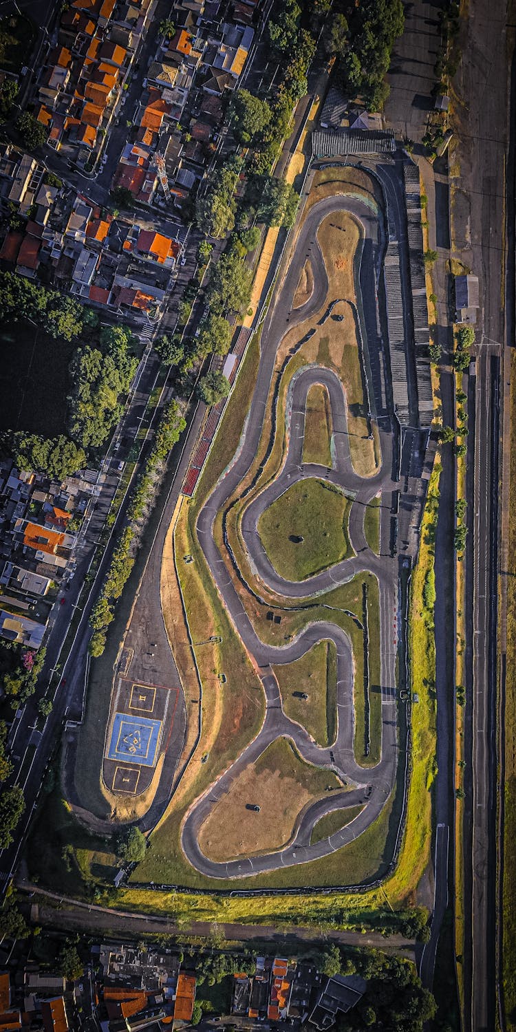 Race Track In City With Trees