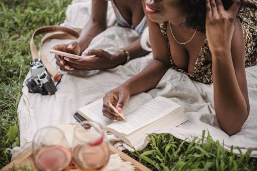 Women Relaxing on Picnic Blanket