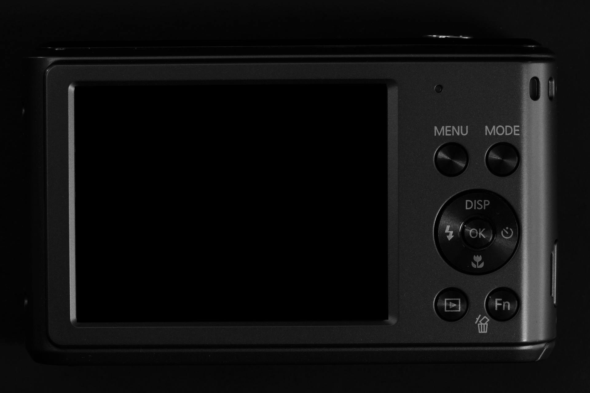 Close-up View of Screen and Buttons of Camera