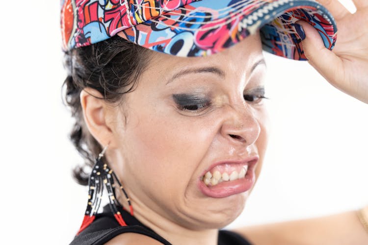 Close Up Photo Of Woman Doing A Silly Face