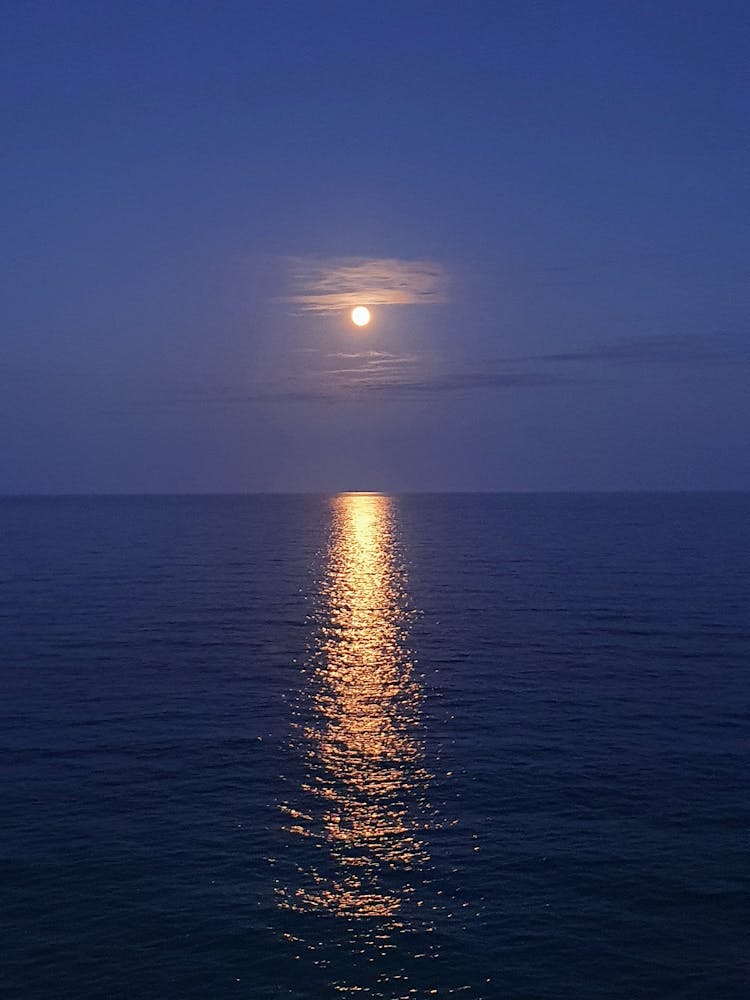 Moon Light Reflection On Sea