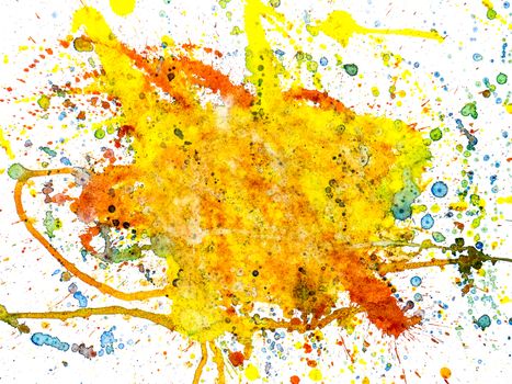 Colorful abstract acrylic paint splatter artwork on canvas, vibrant and modern.