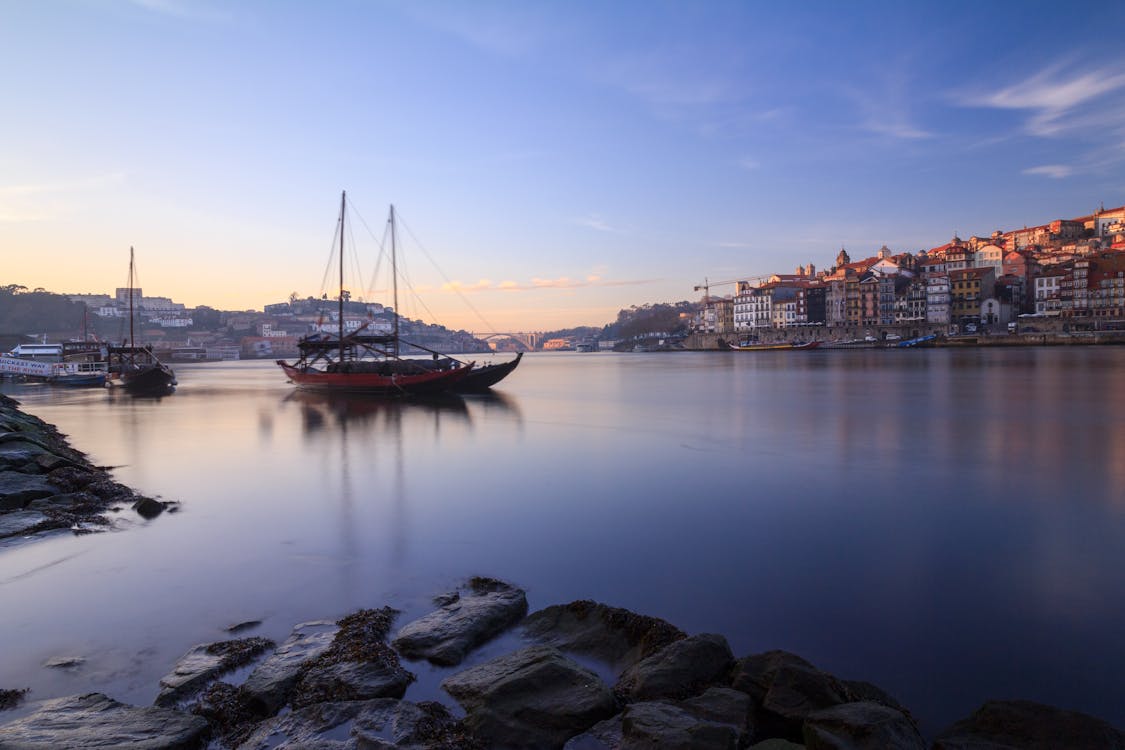 Free Sailboats on the Port of Porto Portugal Stock Photo