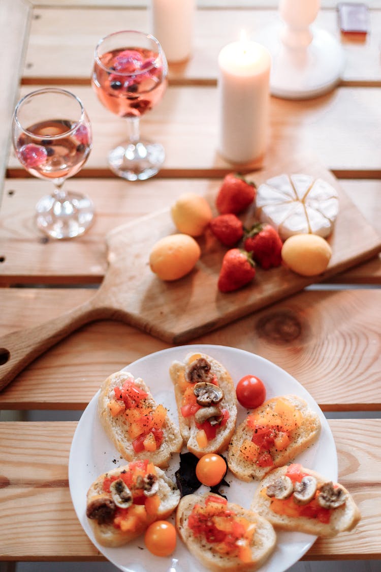 A Bruschetta On A Ceramic Plate