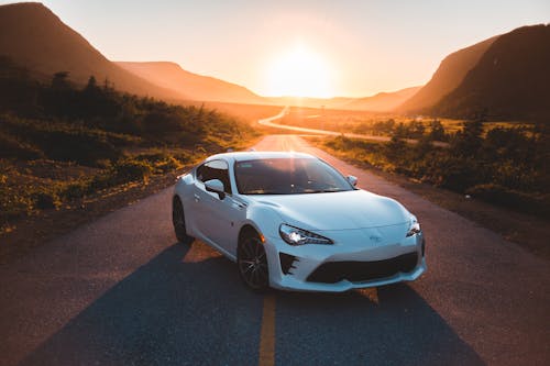 Modern car on asphalt roadway