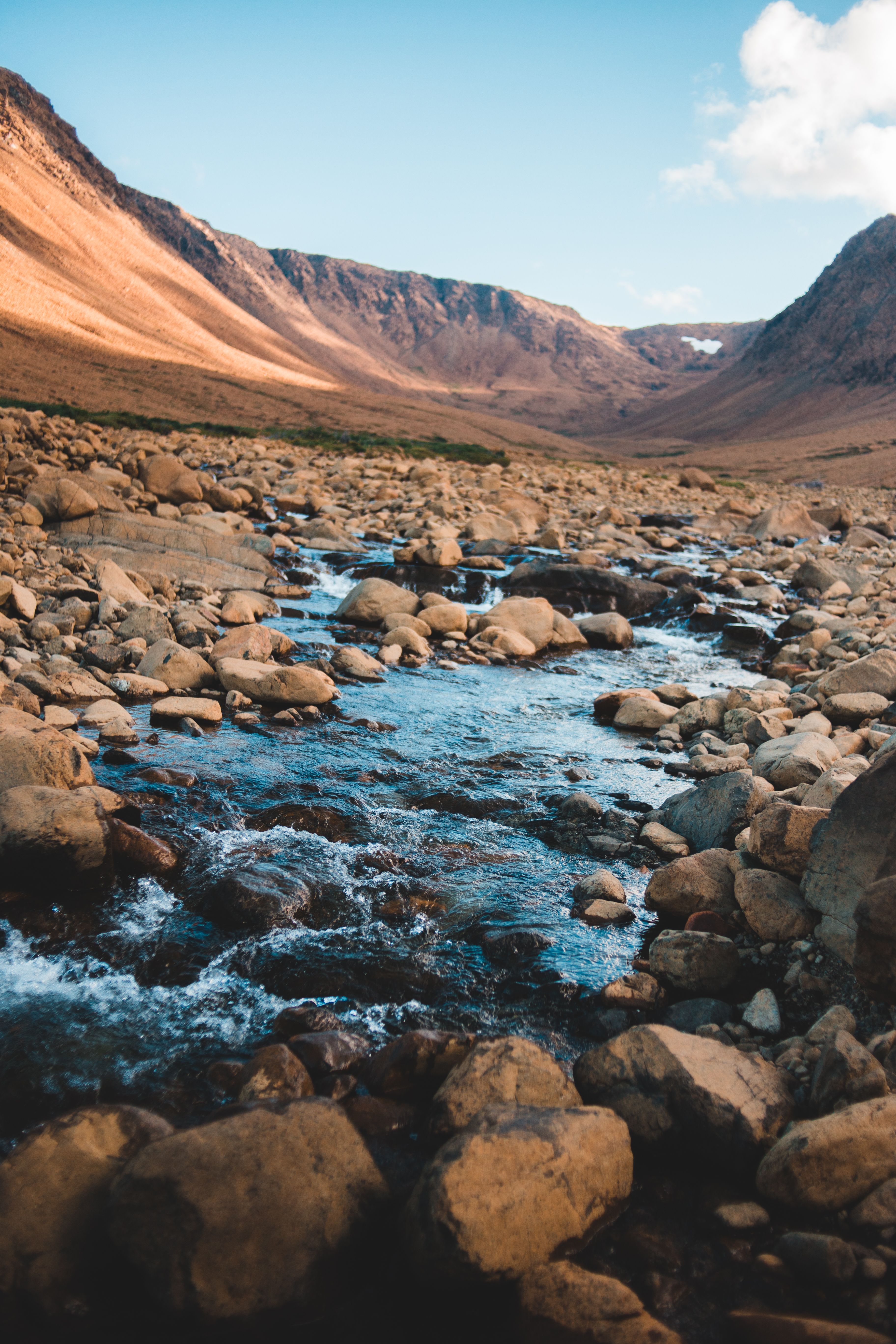 Stone terrain with mountain stream · Free Stock Photo