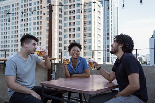 Free A Group of Friends Drinking Beer while Having Fun Stock Photo