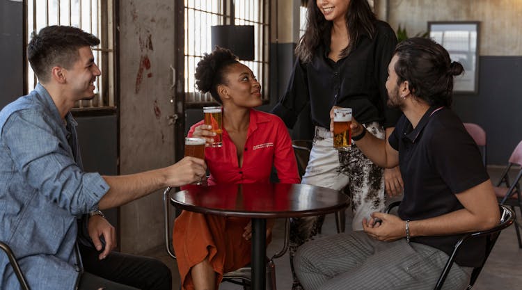 Group Of Friends Drinking Beer 