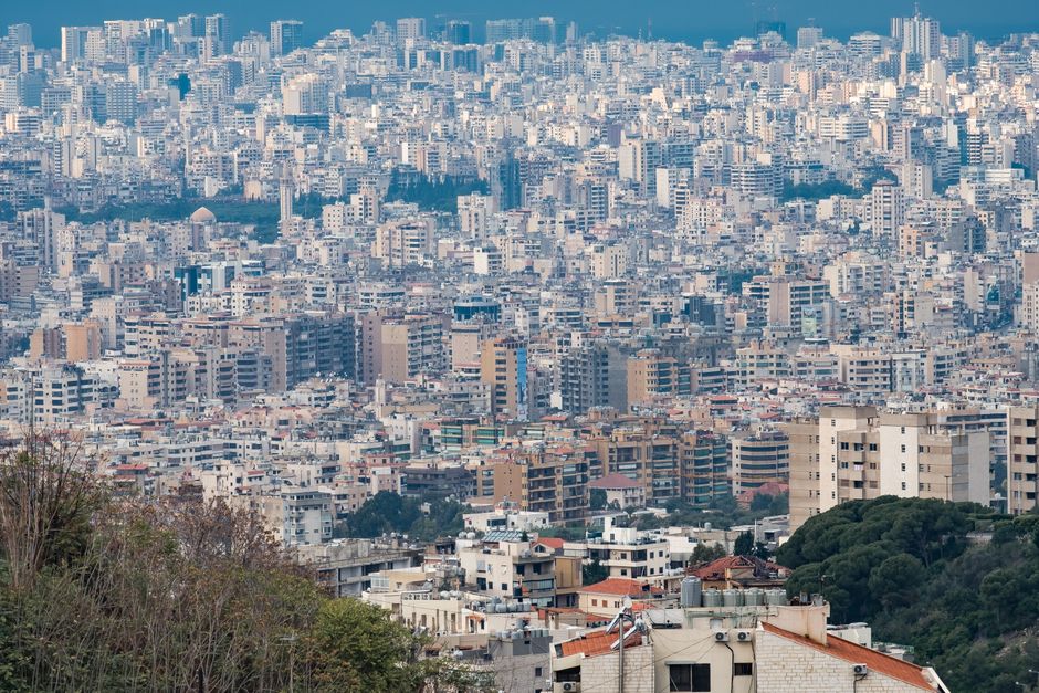 A dense cityscape of Beirut showcasing a plethora of residential buildings and urban architecture.