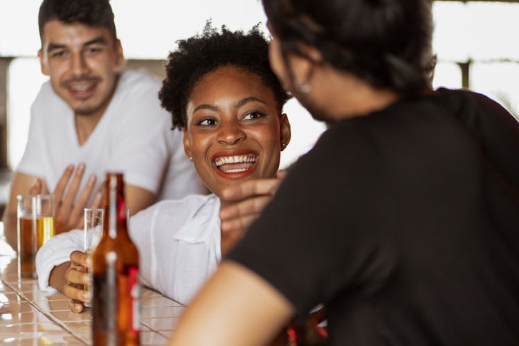 Smiling People Drinking Beer