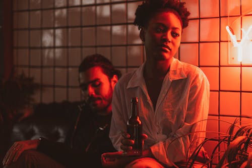 Woman and Man in Red Light