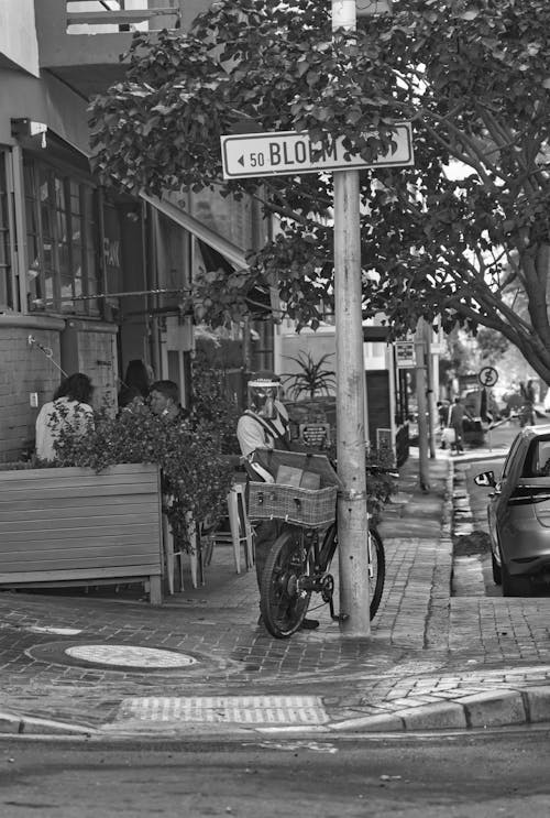 Free Black and White Photo of City Sidewalk Stock Photo