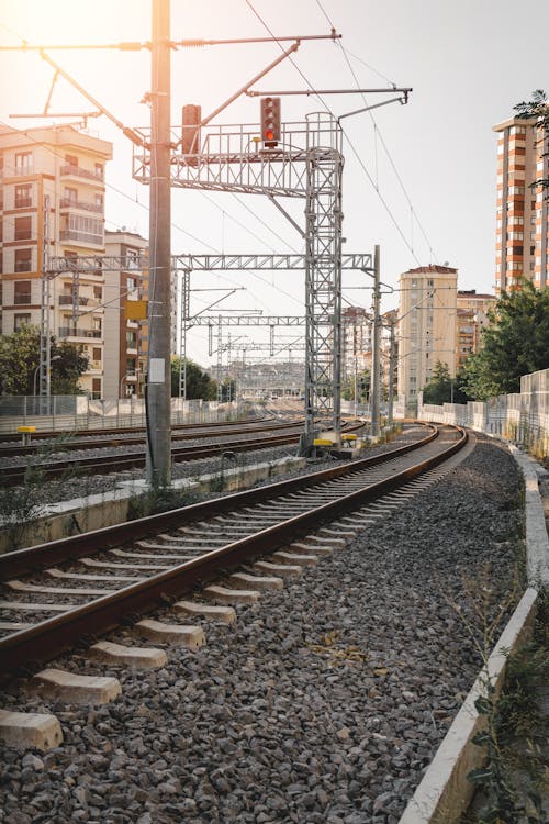 Railway Track Near High-Rise Buildings