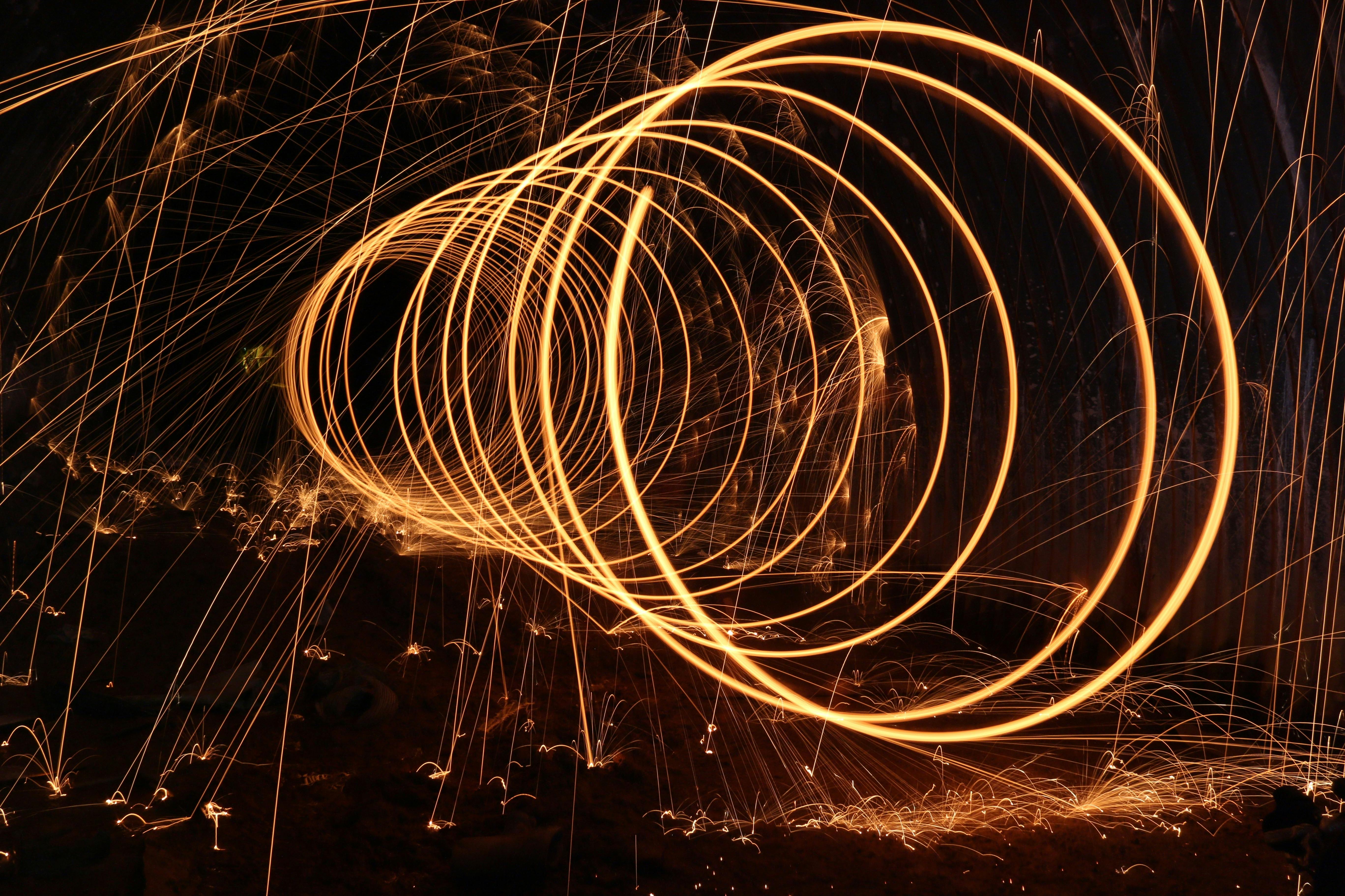 Steel Wool Photography during Night · Free Stock Photo