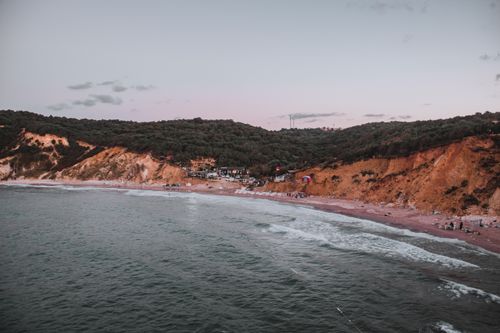 Free Dramatic sea and cliff coastline at dusk in Turkey's natural landscape. Stock Photo