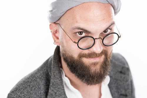 Bearded Man Wearing Black Framed Eyeglasses