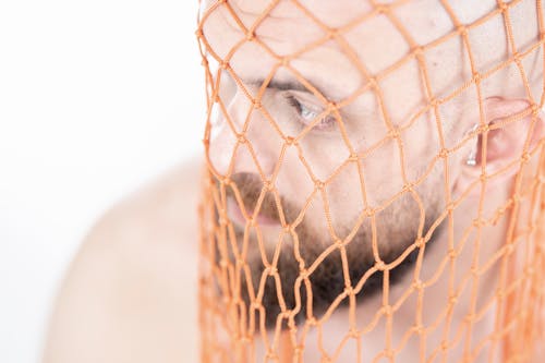 Bearded Man inside the Orange Net 