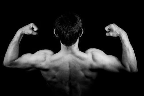 Free Man in Muscle Back View Stock Photo