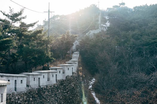 Explore the serene beauty of Inwangsan Mountain with its iconic wall in Seoul, South Korea.