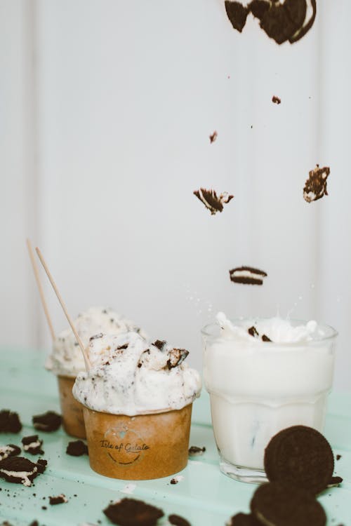 Cups of Ice Creams with Cookies