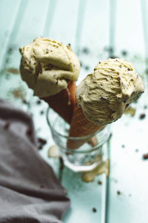 冰淇淋, 华夫饼干, 垂直拍摄 的 免费素材图片