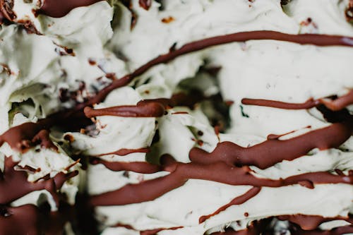Free Close-up on Dried Chocolate Drizzle on Ice Cream Stock Photo