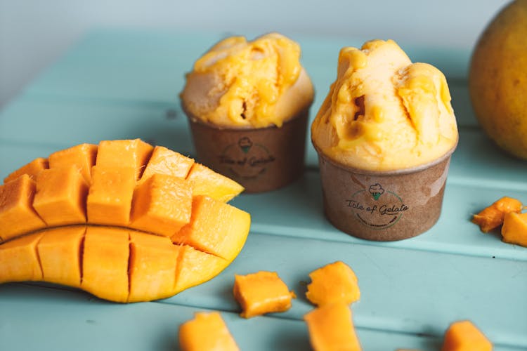 Cups Of Mango Ice Creams