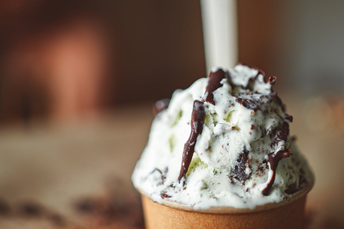 Close up of Ice Cream with Chocolate