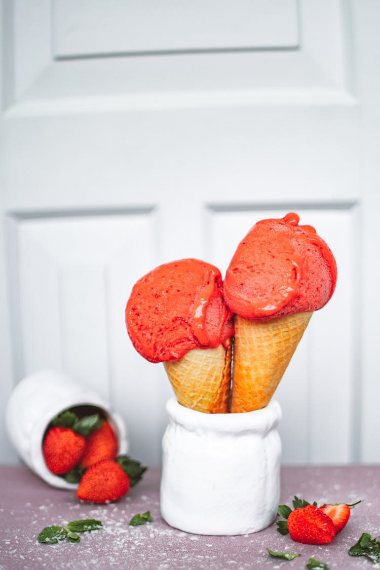 Strawberries And Ice Creams