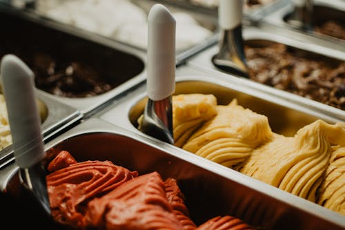 Free Gelato Ice Creams on Trays Stock Photo