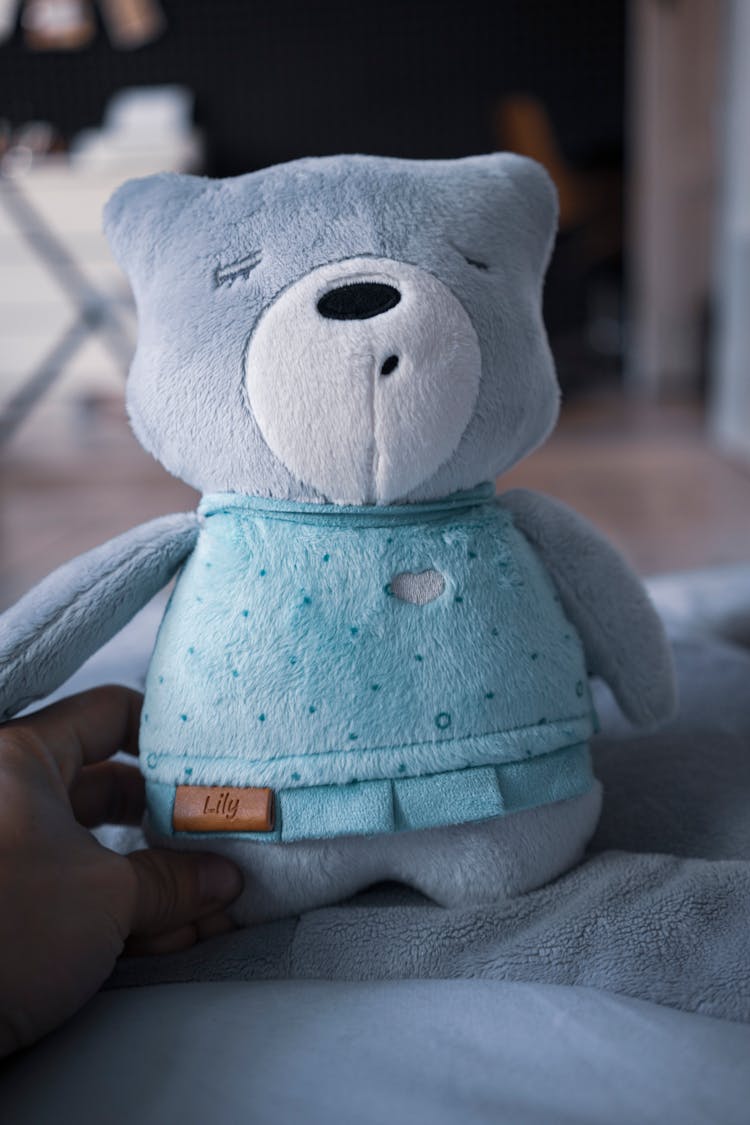 Close-Up Shot Of A Blue Plush Toy