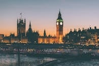 黄昏时分，伦敦呈现出大本钟和威斯敏斯特宫的标志性景观