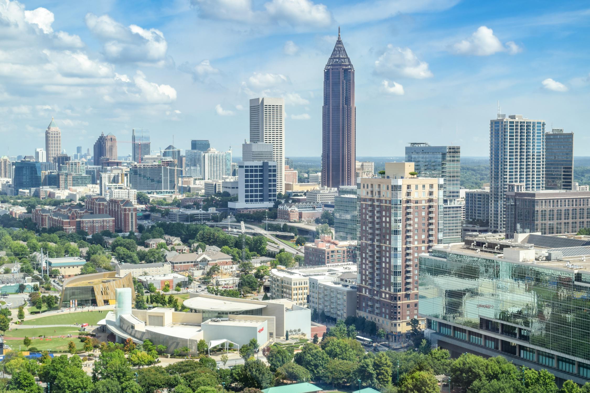 Aerial Photography of High Rise Buildings Under Blue Sky in Atlanta