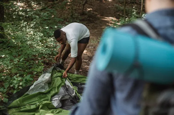 A primitive backpacking camp along the Ouachita Trail