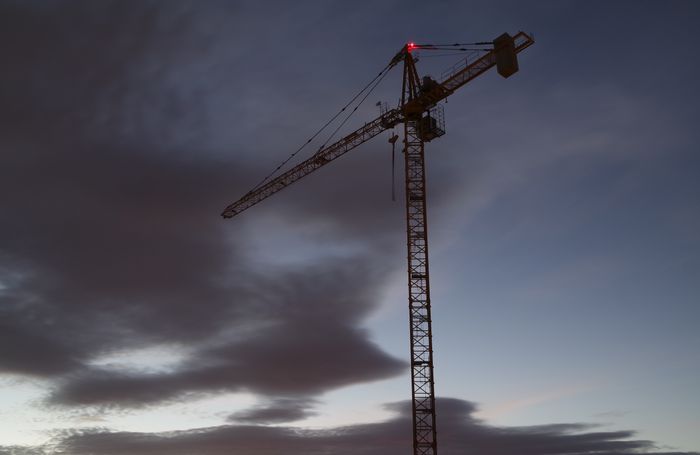 Night shift crane work on the Northgate logistics build