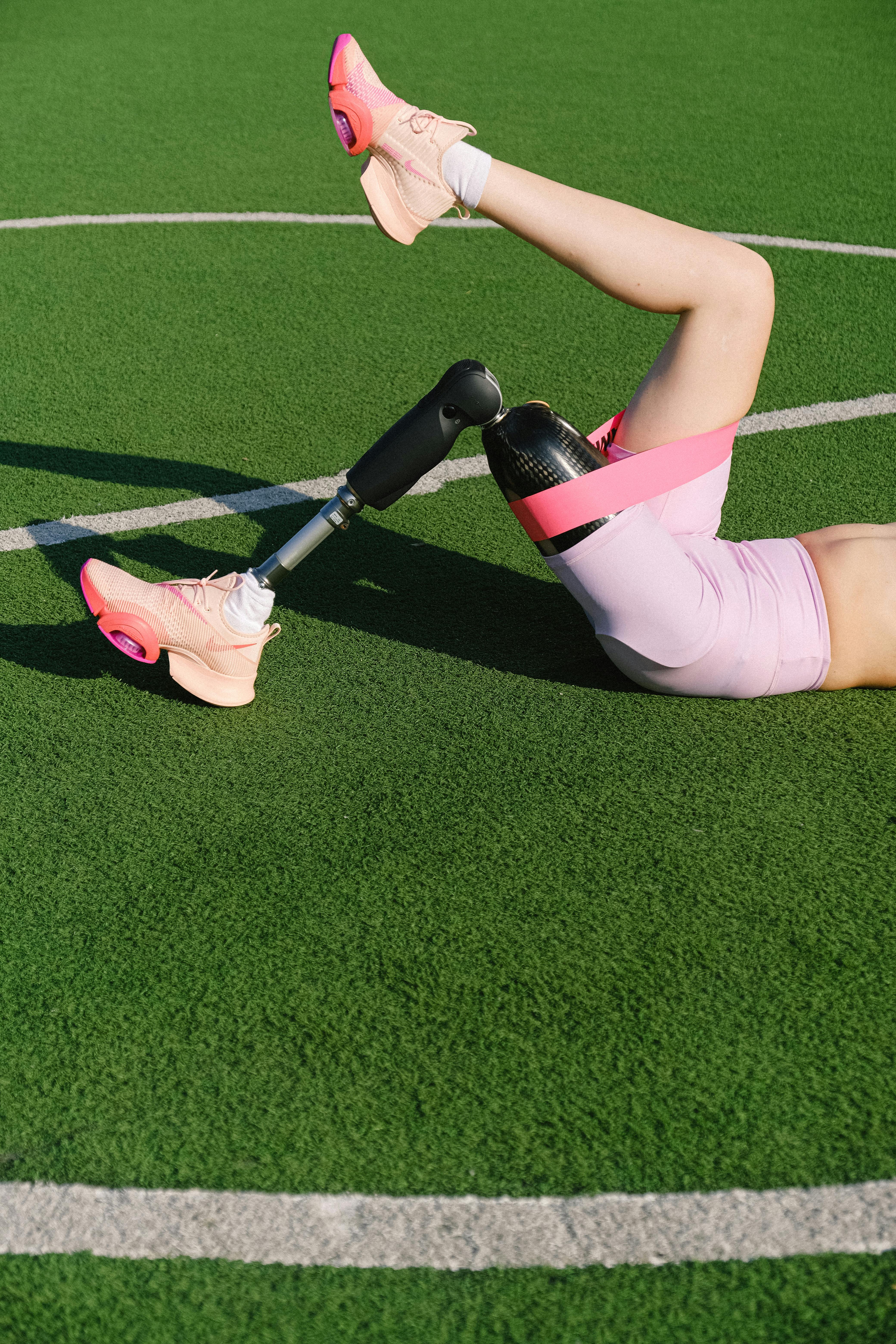 Portrait Of A Strong Female With A Prosthetic Leg Stock Photo