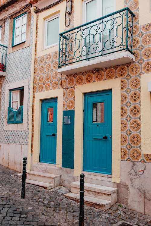 Facade of Houses with Mosaic Tiles 