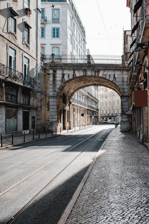 Rua de S. Paulo Street with View of an Arch Bridge, Lisbon, Portugal 