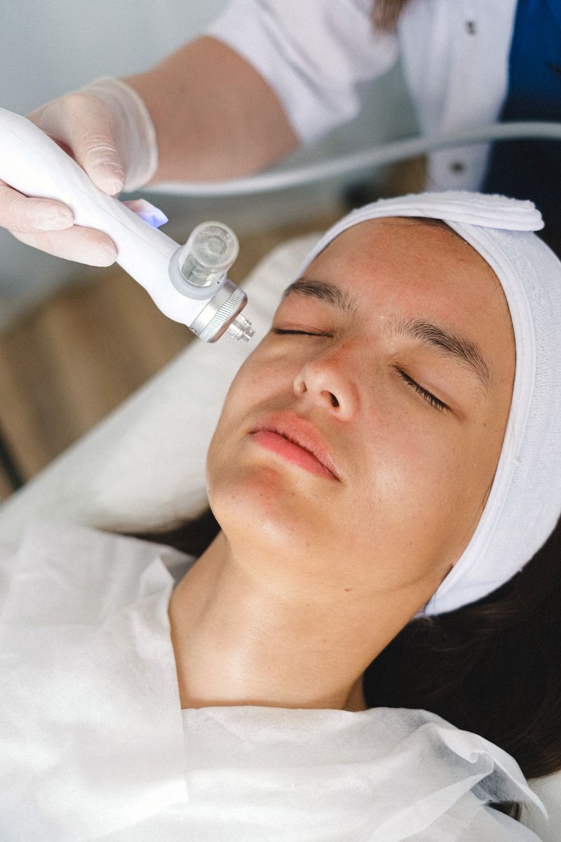 Facial treatment being performed with a handheld device